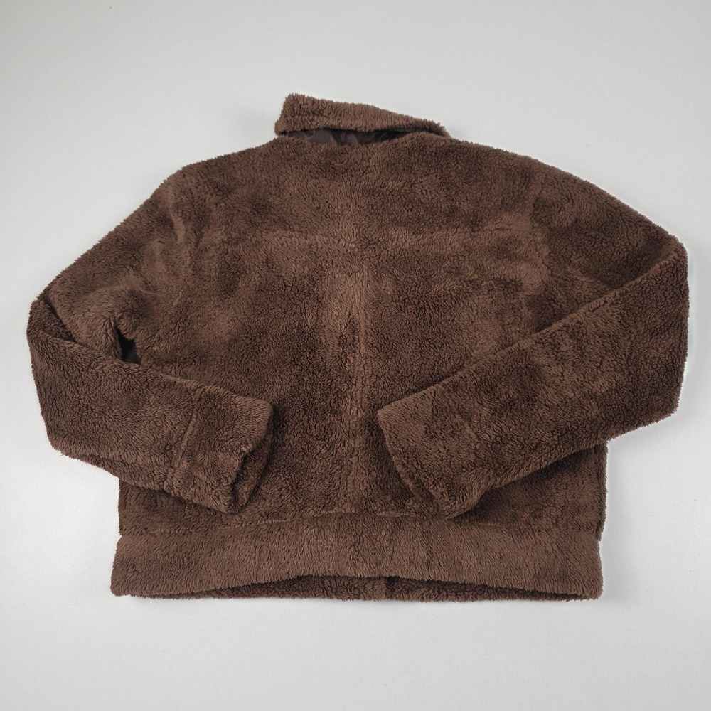 Stetson Jacket Womens Medium Brown Sherpa Fleece Snap Front Collared Teddy - Picture 8 of 9